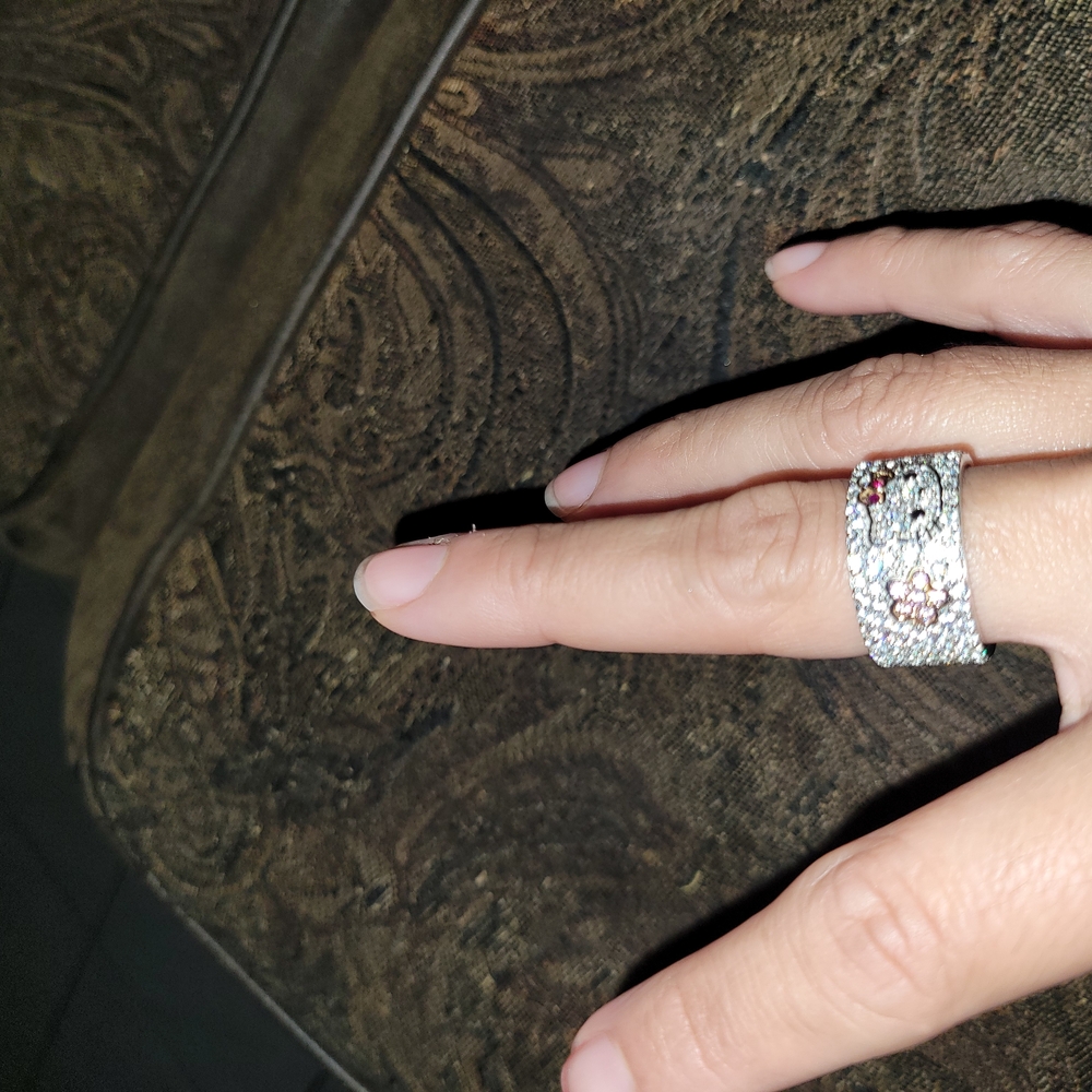 Hello Kitty Diamonique Sterling Silver Ring Blooming Flowers Eternity Band - Picture 6 of 13